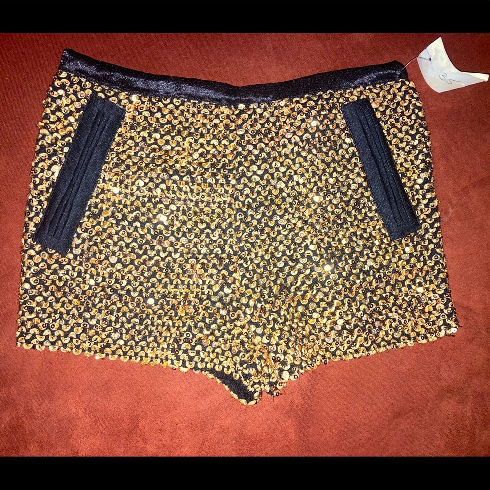 Gold & Black Sequins Booty Shorts
